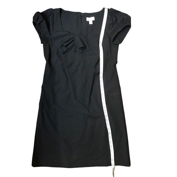 Ann Taylor LOFT Black Cap Sleeve Ruffle Shift Dress Career Cocktail EUC Size 6 - Picture 13 of 13